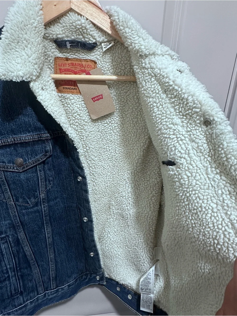 Levi's Blue Denim Jacket with Cream Sherpa Collar